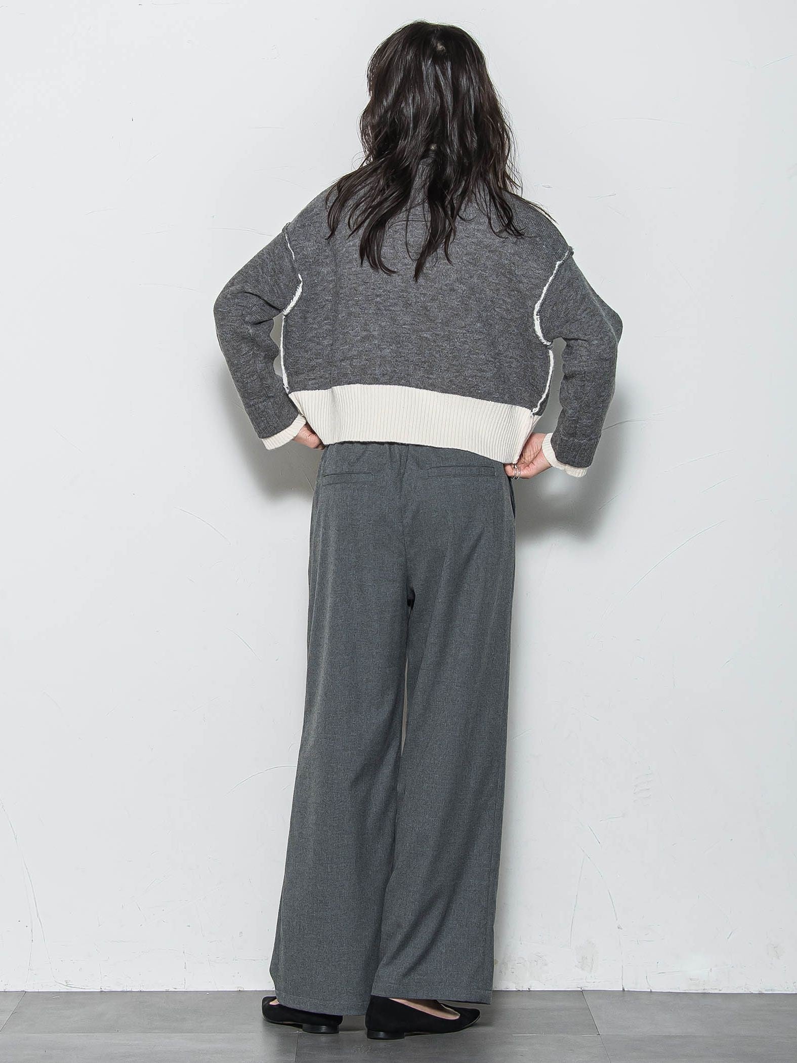 【WEB限定】ハイネック配色ニット≪手洗い可能≫