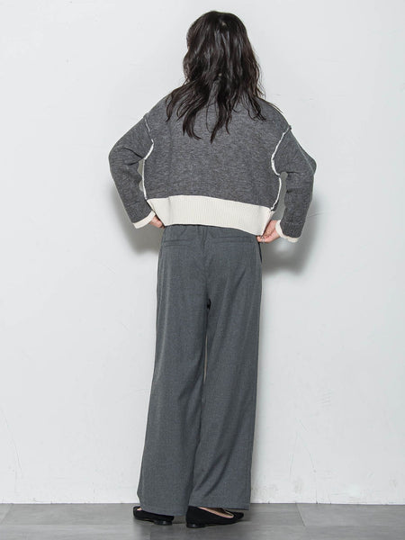 【WEB限定】ハイネック配色ニット≪手洗い可能≫