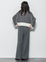 【WEB限定】ハイネック配色ニット≪手洗い可能≫