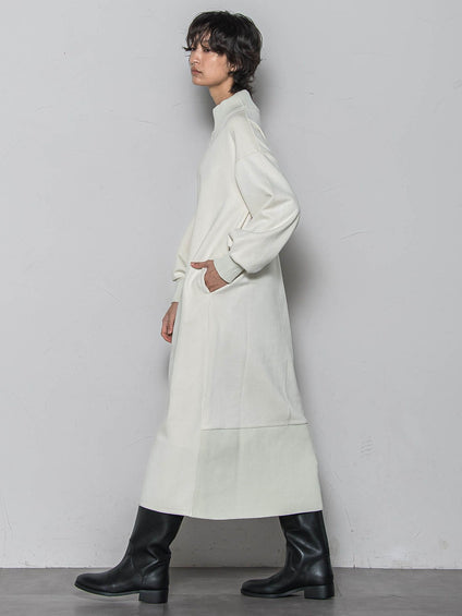 【WEB限定】スウェード×リブモックネックワンピース≪手洗い可能≫