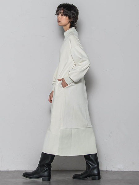 【WEB限定】スウェード×リブモックネックワンピース≪手洗い可能≫