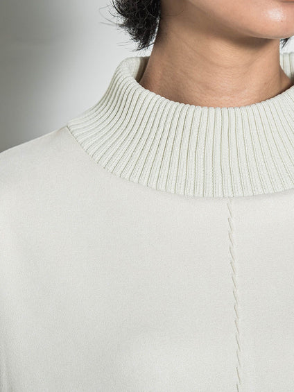 【WEB限定】スウェード×リブモックネックワンピース≪手洗い可能≫