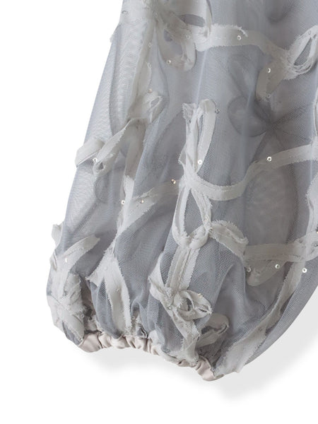 スパンコールテープチュールブラウス