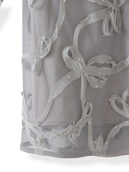 スパンコールテープチュールブラウス