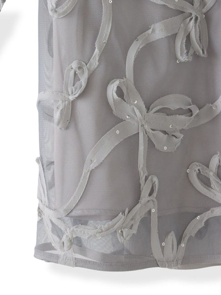 スパンコールテープチュールブラウス