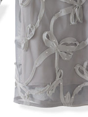 スパンコールテープチュールブラウス