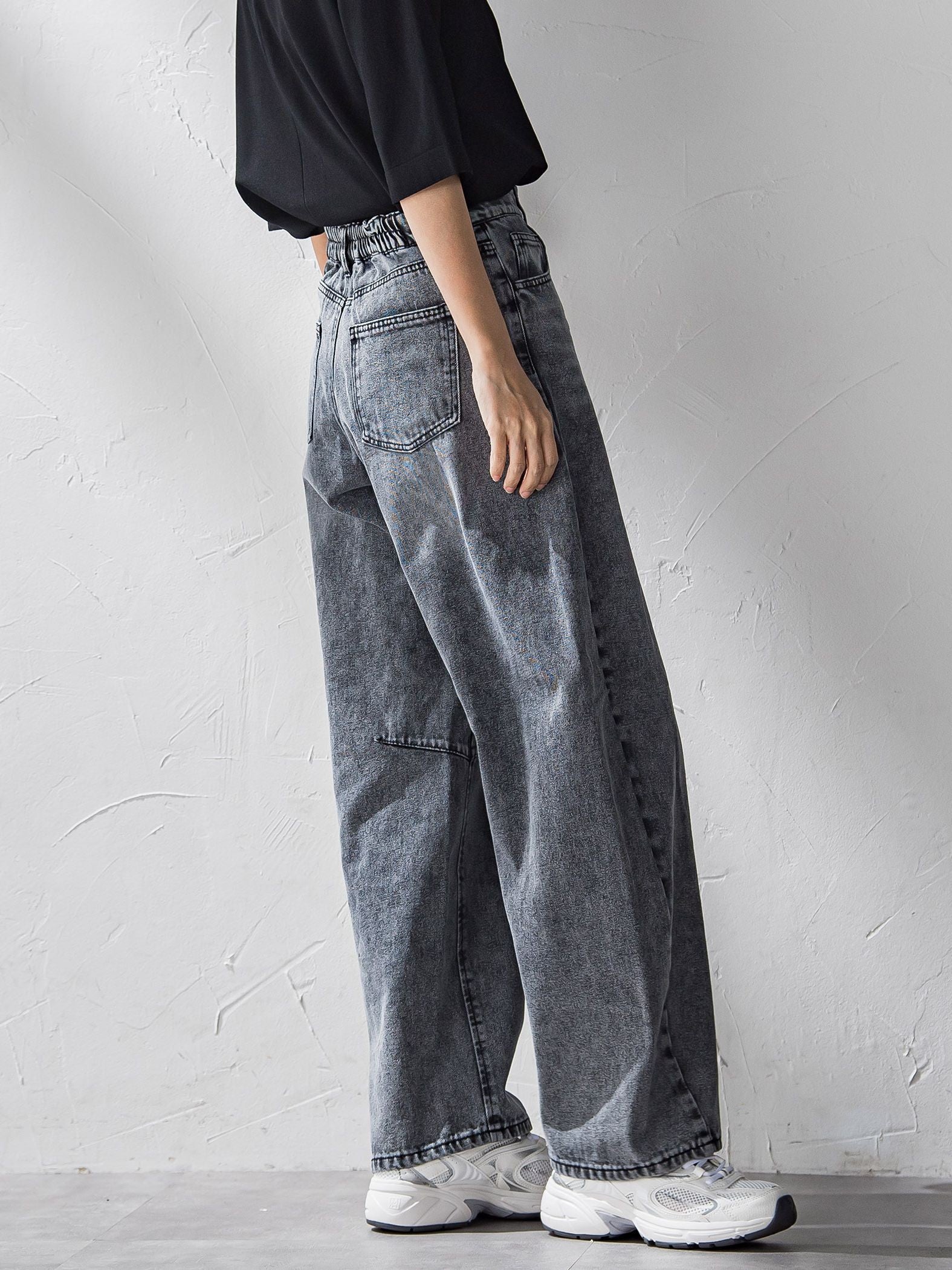 【WEB限定】デニムカーブパンツ≪洗濯機で洗える≫