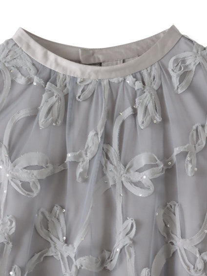 スパンコールテープチュールブラウス