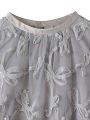 スパンコールテープチュールブラウス