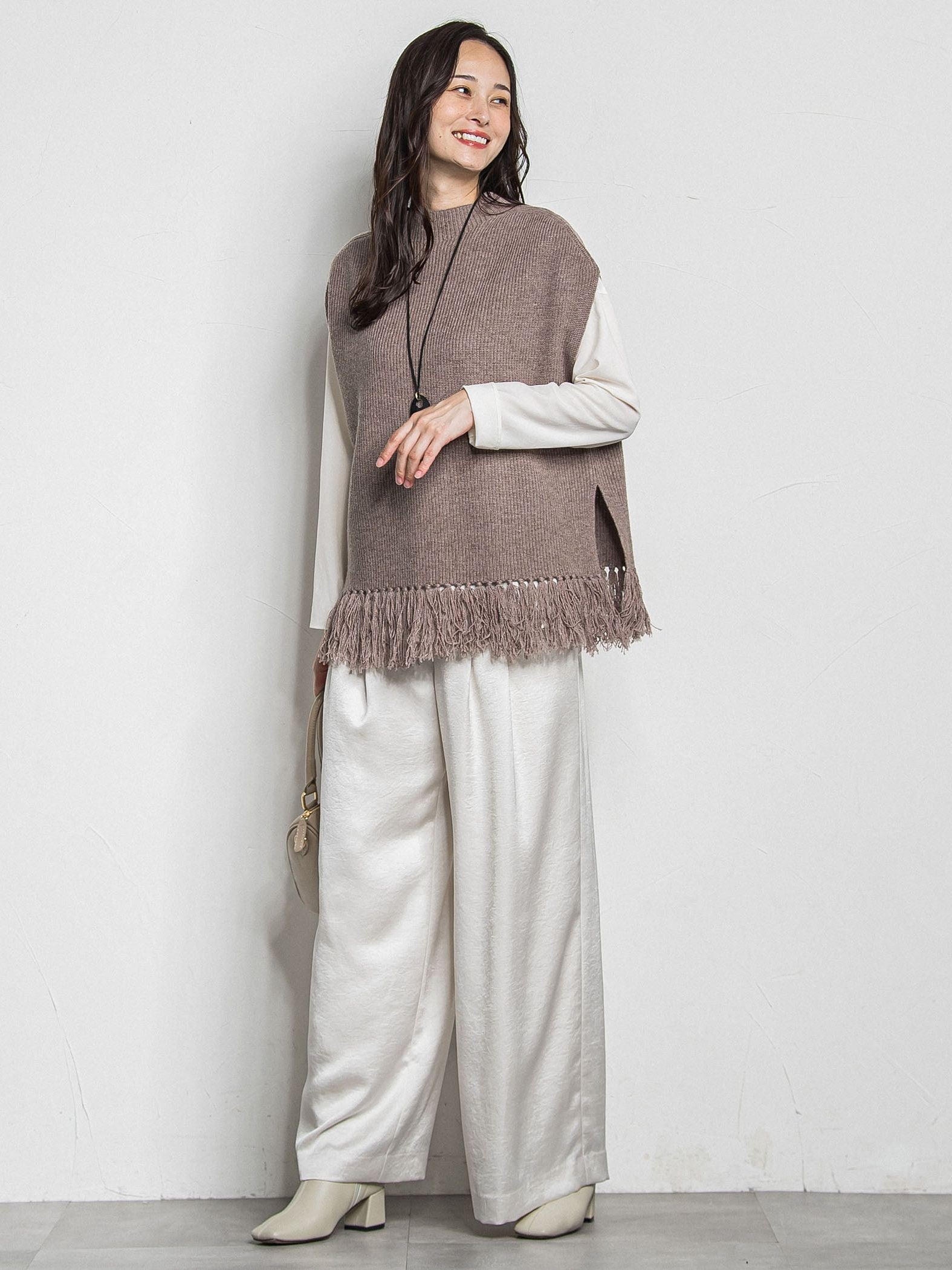 カシミヤシルクフリンジベスト