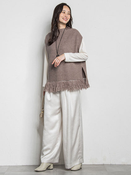 カシミヤシルクフリンジベスト