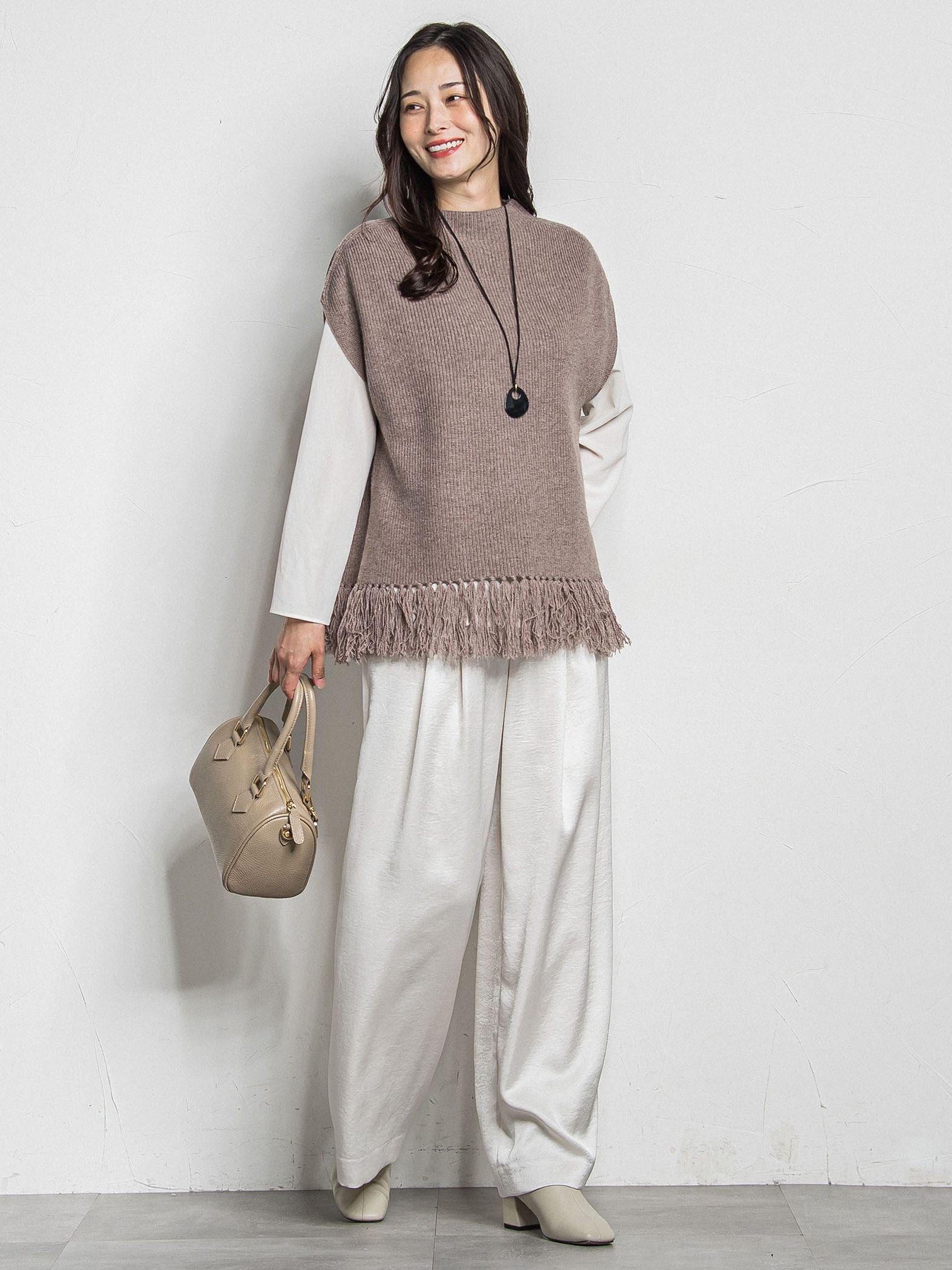 カシミヤシルクフリンジベスト