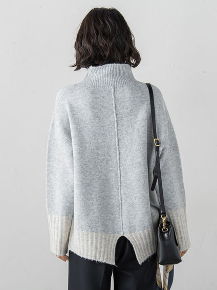 【WEB限定】”ふんわり配色の”もっちりハイネックニット