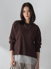 【新色追加】袖ボタンクルーネックニット ≪手洗い可能≫