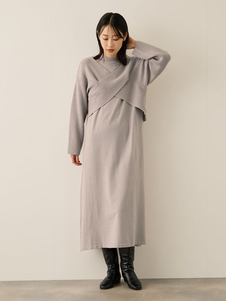 カシュクールニットアンサンブルワンピース≪手洗い可能≫