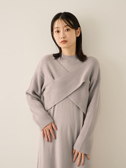 カシュクールニットアンサンブルワンピース≪手洗い可能≫