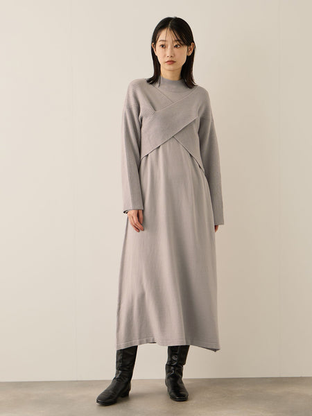 カシュクールニットアンサンブルワンピース≪手洗い可能≫