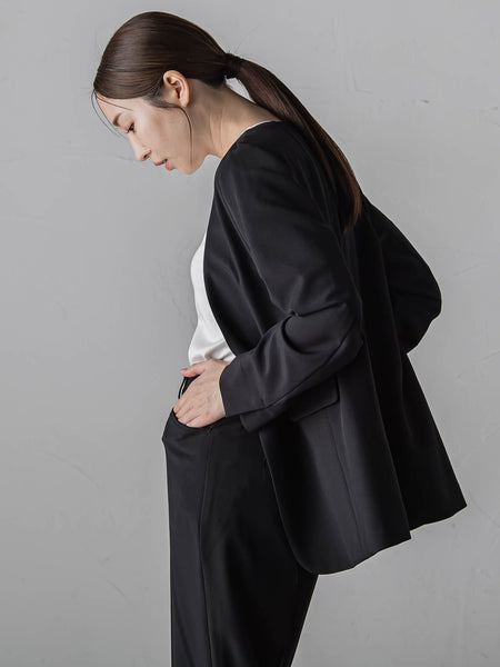 ドライギャバストレッチノーカラージャケット≪手洗い可能