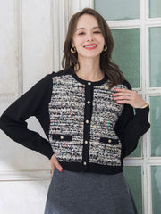 CLARENSONミックスツイードカーディガン