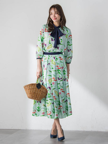 【KEITA KAWASAKI × Viaggio Bluコラボ】リリープリントブラウス