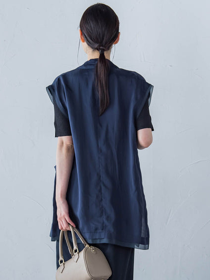 【WEB限定】フィブリルタフタロングジレ ≪手洗い可能≫