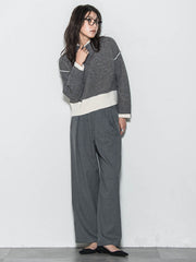 【WEB限定】ハイネック配色ニット≪手洗い可能≫