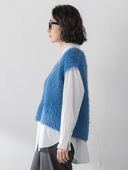 ネックフリルブラウス