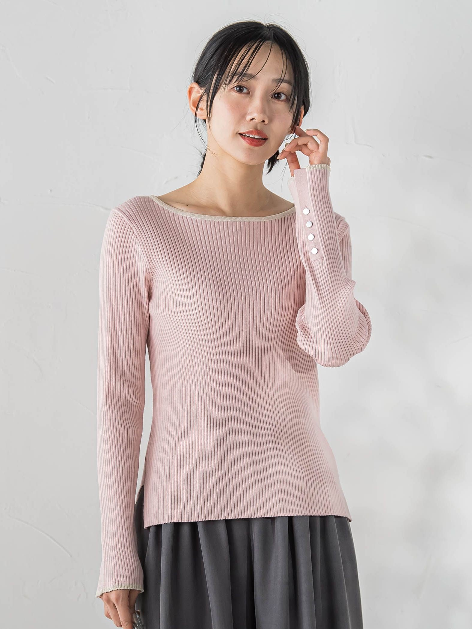 配色RIBニット≪手洗い可能≫