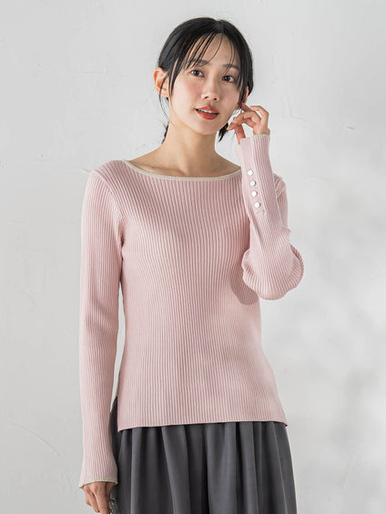 配色RIBニット≪手洗い可能≫