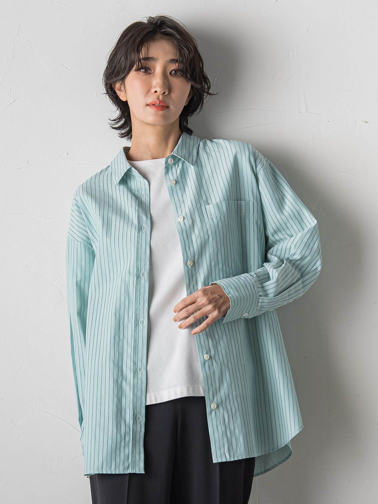 ドビーストライプシャツ