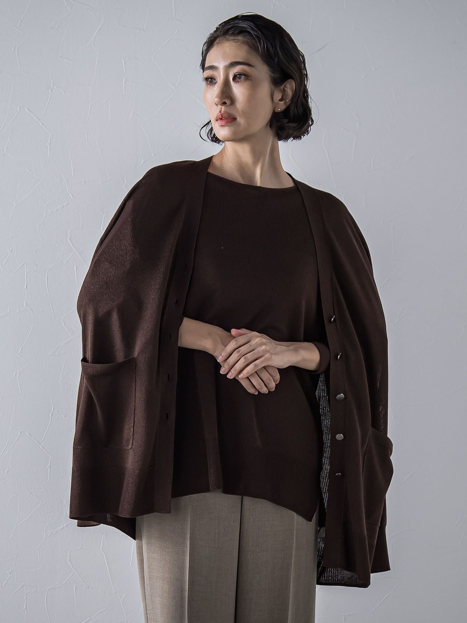 【極】SARIニットカーディガン≪手洗い可能≫