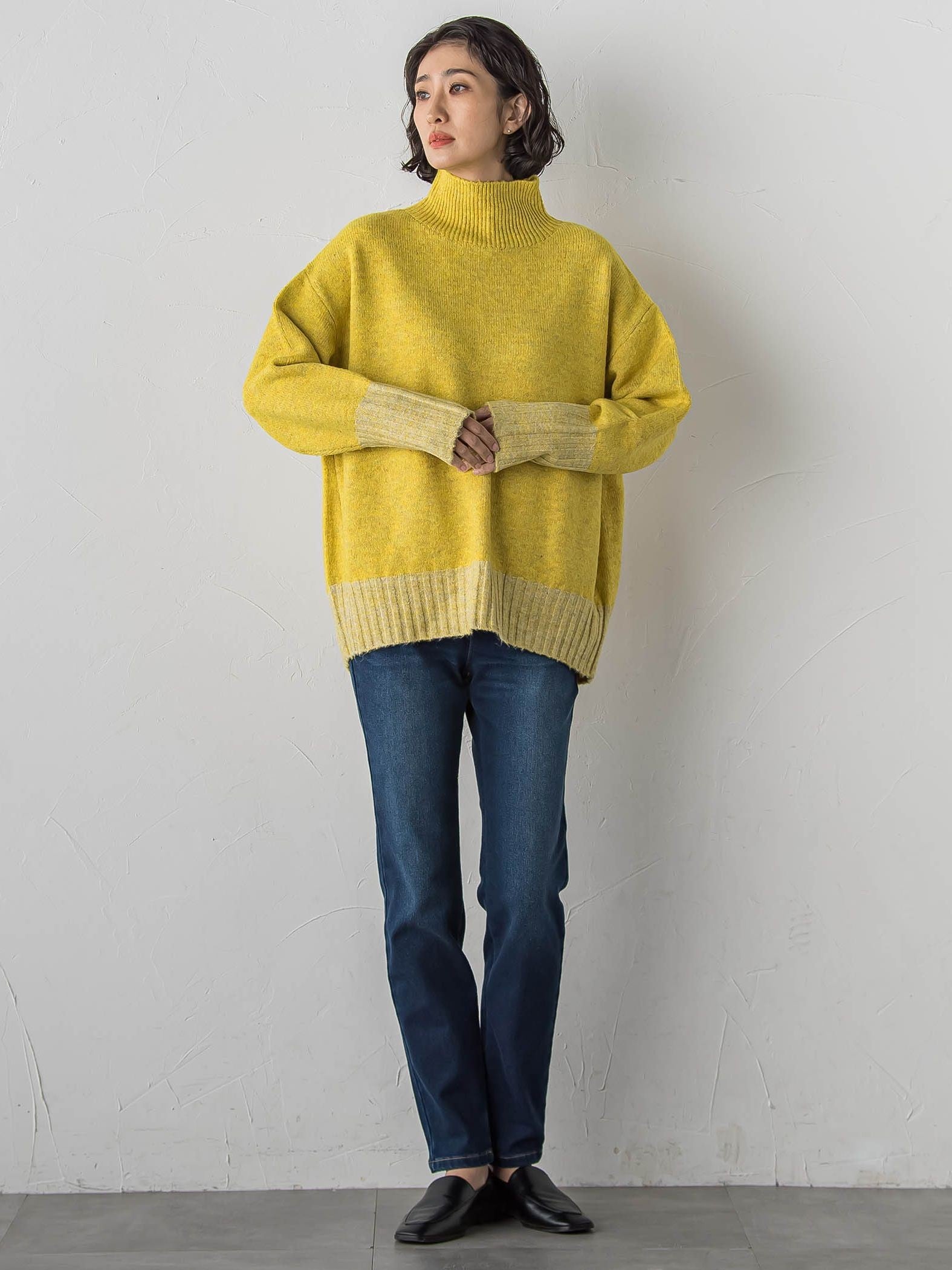 【WEB限定】”ふんわり配色の”もっちりハイネックニット