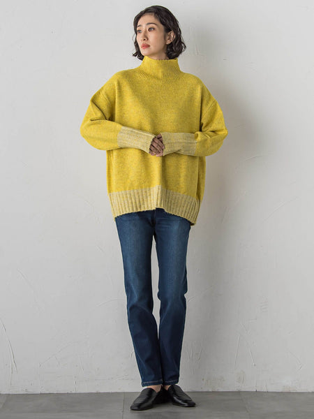 【WEB限定】”ふんわり配色の”もっちりハイネックニット