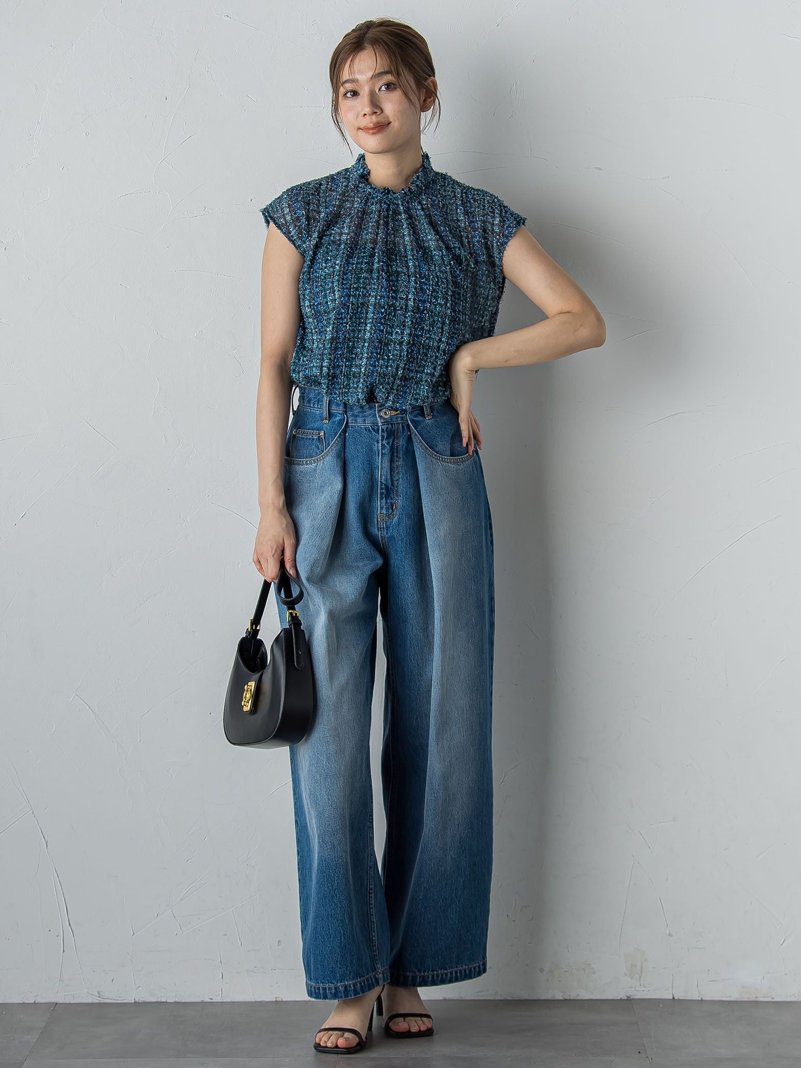 タックデニムパンツ≪洗濯機で洗える≫