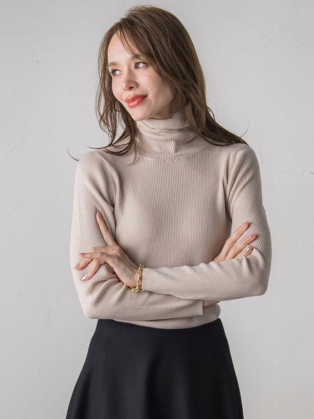 【新色追加】スパンコールリブタートルニット