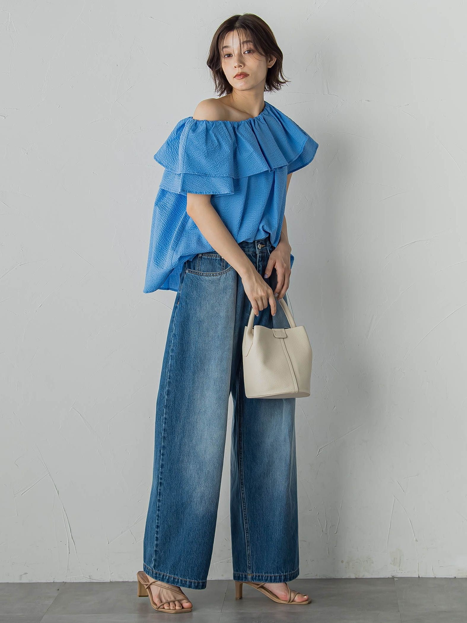 タックデニムパンツ≪洗濯機で洗える≫