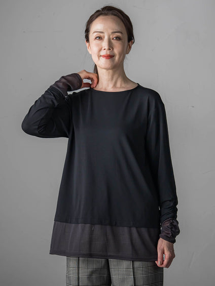 【WEB限定/大きいサイズ】”着映え万能ロンＴ”シアードッキング≪洗濯機で洗える≫