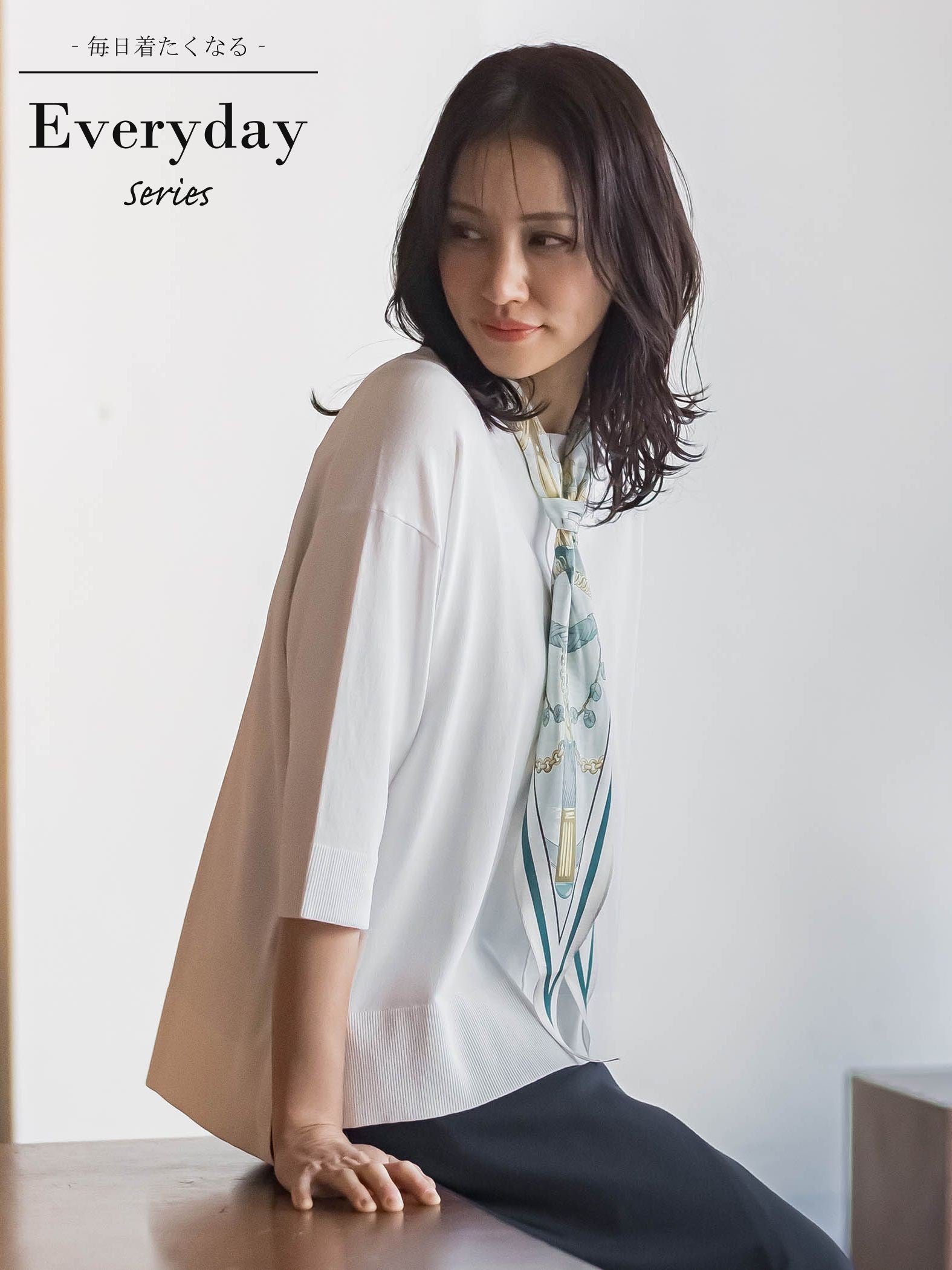 肘まで隠れるUVクルーネックニット≪WEB限定サイズ11号/WEB限定カラーあり/洗える≫