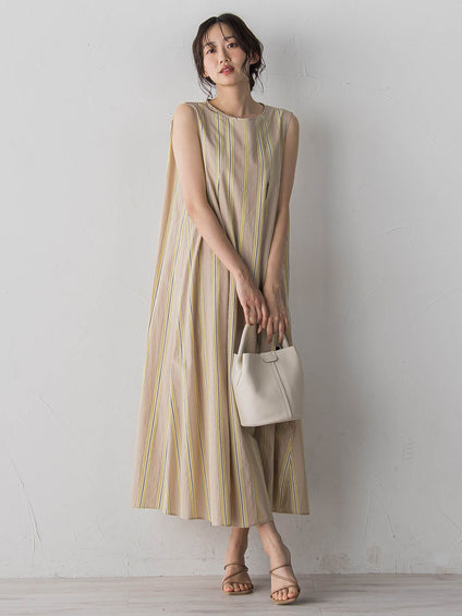 MULTI COTTONストライプワンピース