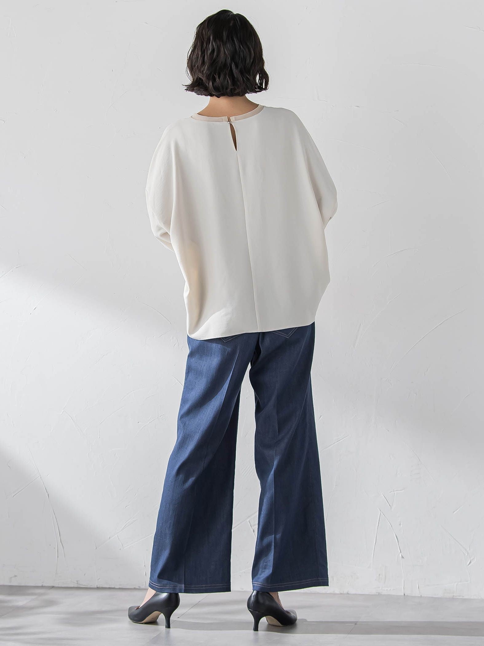セルロースデニムワイドパンツ