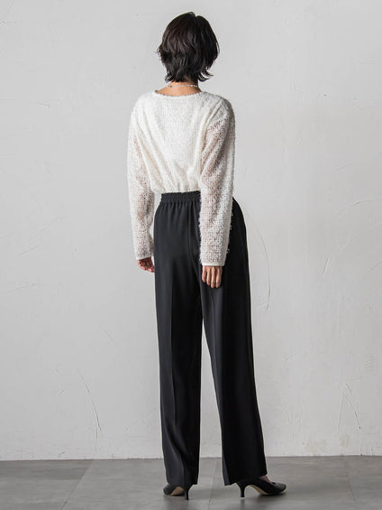 【大きいサイズ】ハイストレッチカルゼワイドパンツ