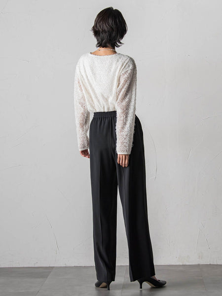 【大きいサイズ】ハイストレッチカルゼワイドパンツ