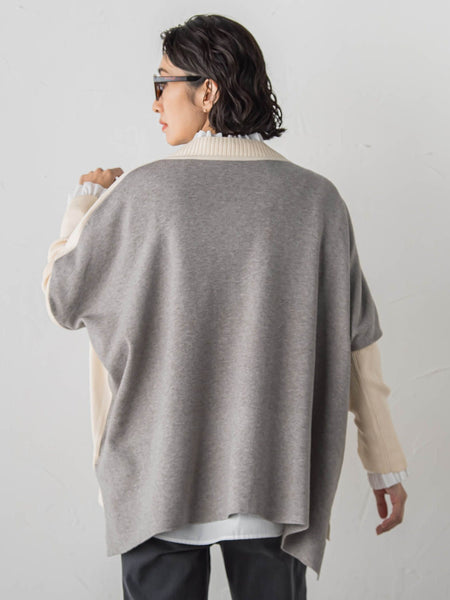 【WEB限定】”前後で印象が変わる”ドルマンバイカラーニット