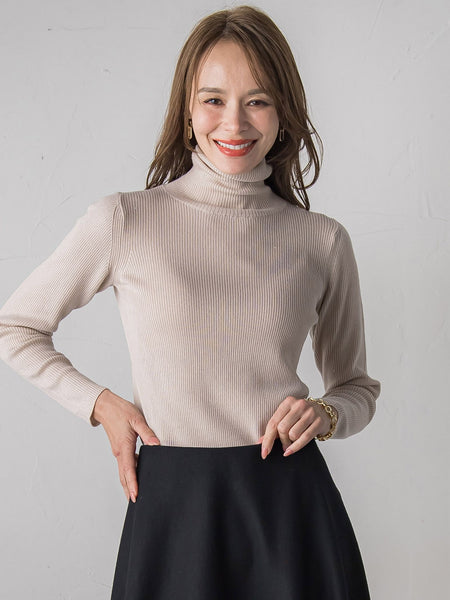 【新色追加】スパンコールリブタートルニット