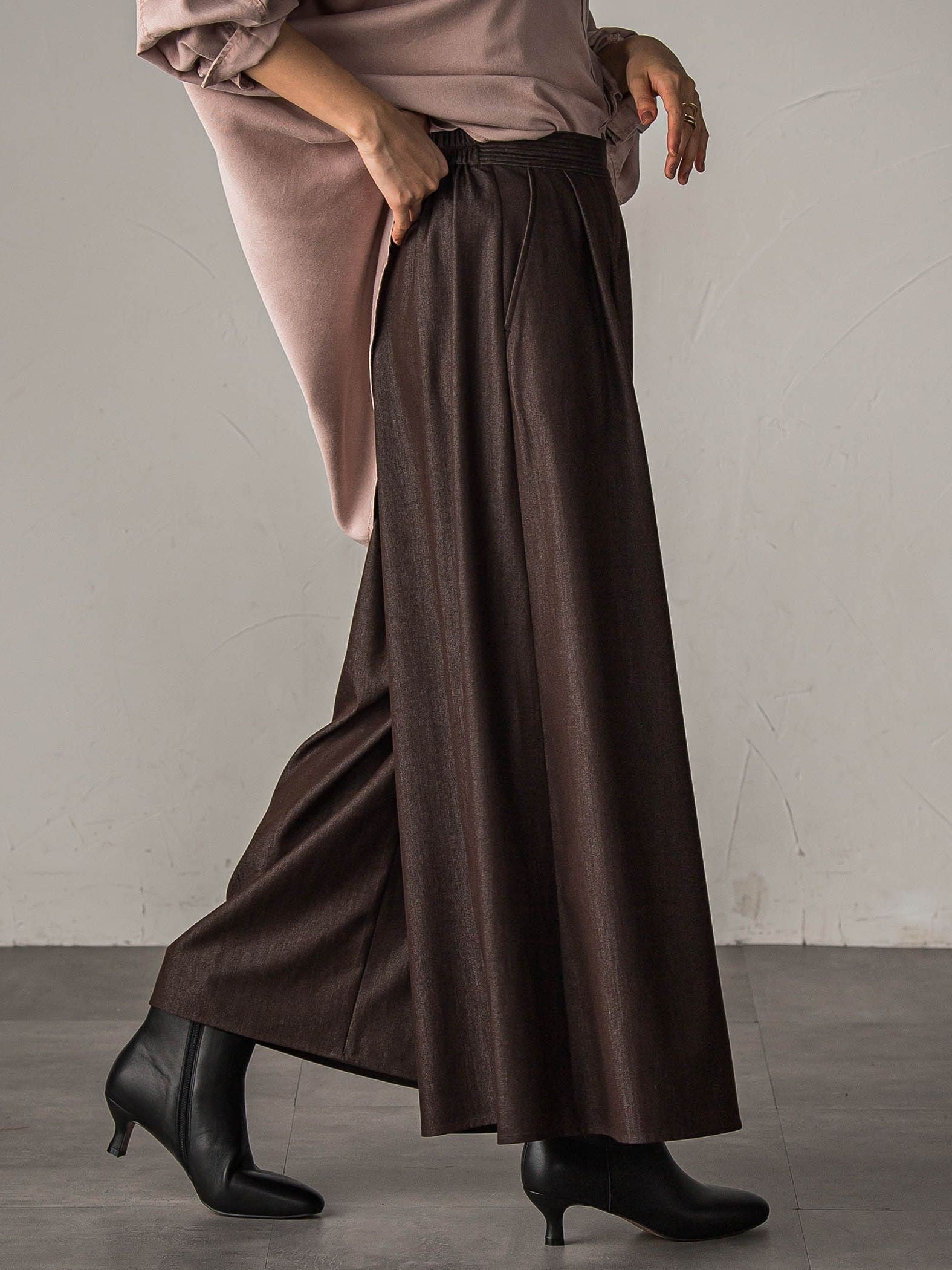 【新色追加】フレアヘムキュロットパンツ≪洗濯機で洗える≫