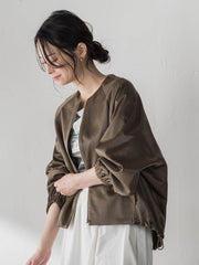 サテンジップブルゾン