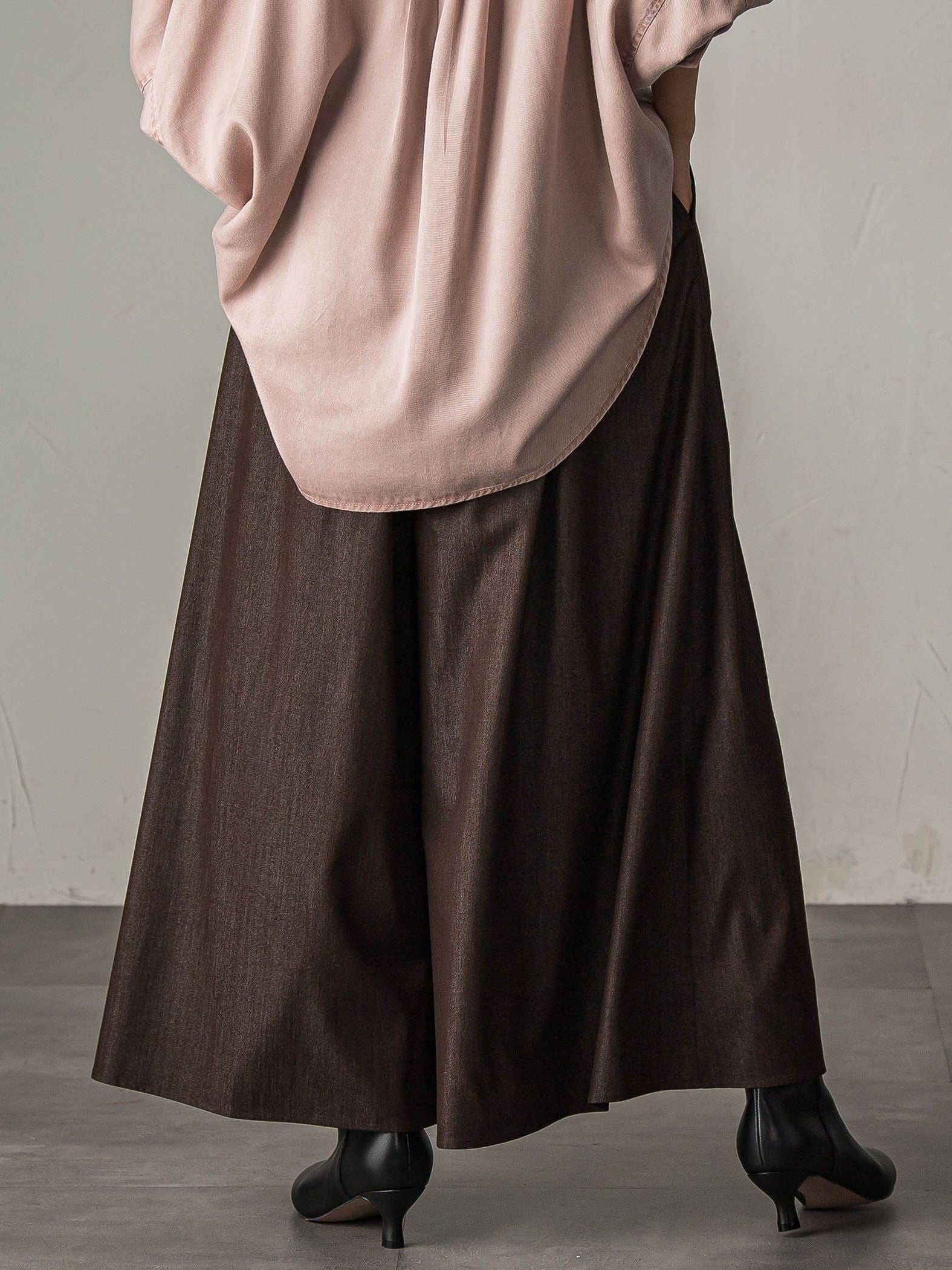 【新色追加】フレアヘムキュロットパンツ≪洗濯機で洗える≫