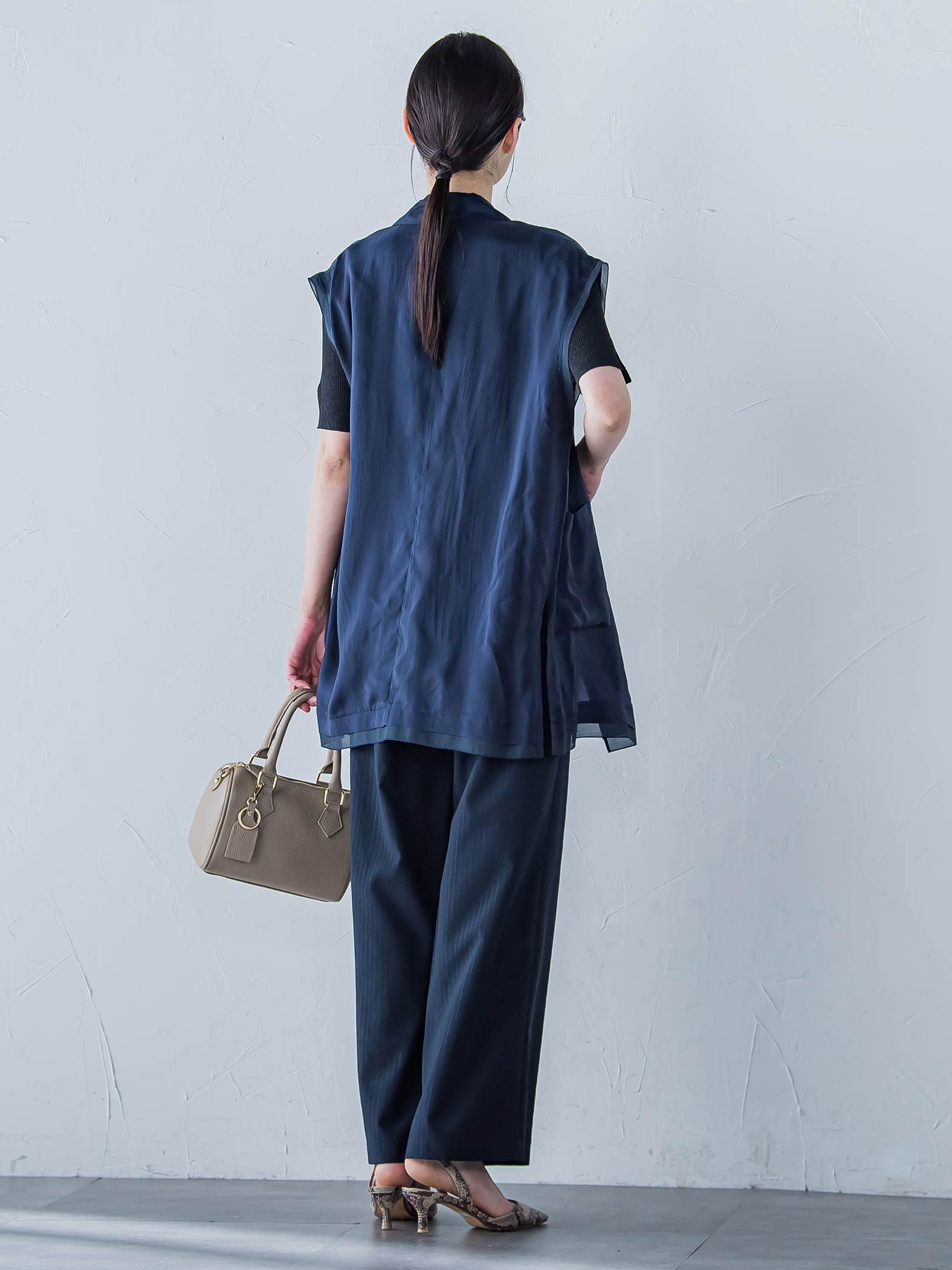 【WEB限定】フィブリルタフタロングジレ ≪手洗い可能≫