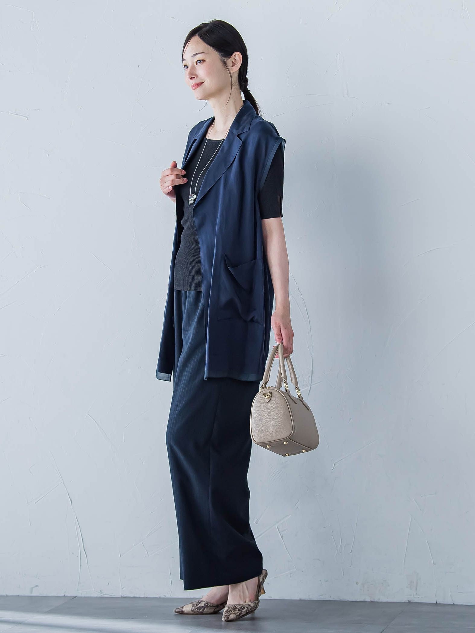 【WEB限定】フィブリルタフタロングジレ ≪手洗い可能≫
