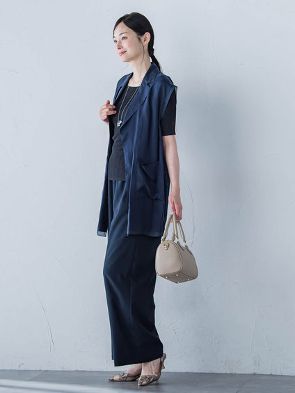 【WEB限定】フィブリルタフタロングジレ ≪手洗い可能≫